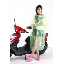 Disposable PE Rain Poncho for Riding Bicycle or Motorcycle